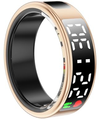 Denash Smart Ring Health Tracker, Activity Ring with Touch Screen, IP68 Fitness Tracker with Steps Distance Calories Heart Rate Monitoring for IOS & Android