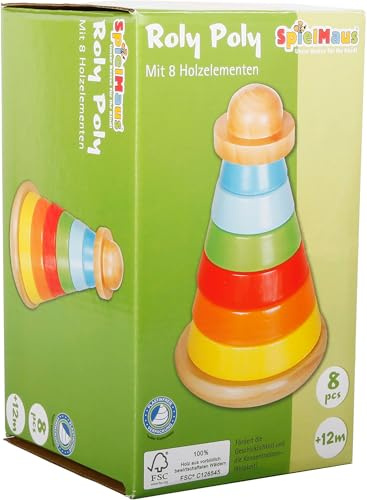 Spielmaus Holz Stehauf-Stapelturm, 8 tlg.
