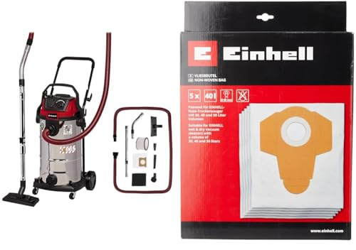 Einhell Nass-Trockensauger TE-VC 2340 SACL (1.500 W, 225 mbar, 9m Aktionsradius, HEPA-Faltenfilter inkl. Filterreinigungssystem, Staubschutzklasse L, 1.900 W Automatiksteckdose, 5x 40 L Vliesbeutel)