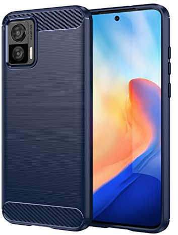 SCL Hülle für Moto Edge 30 Neo Handyhülle Motorola Edge 30 Neo Hülle, [Blau] Exquisite Serie-Carbon Design Schutzhülle mit Anti-Kratzer und Anti-Stoß Absorbtion Technologie, Geeignet für Stylus