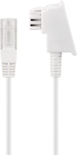 goobay 60664 Routerkabel, Telefonkabel, Anschlusskabel für DSL/ADSL/VDSL, TAE-F Stecker auf RJ45 Stecker (8P2C), weiß, 0,5 Meter