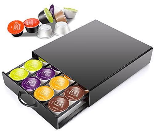 HEVOL Rangement Capsules pour Dolce Gusto, Porte Capsule Dolce Gusto Capacité 20 Capsules, Porte Dosette Dolce Gusto pour Cuisines, Cafés, Bureaux, Noir