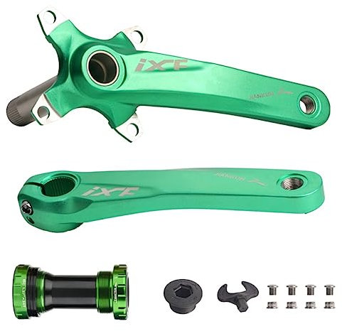 Fahrrad-Kurbel MTB integrierte Kurbelgarnitur 170 mm hohl integrierte Kurbel Geschwindigkeitsunterstützung 32T 34T 36T 38T Aluminiumlegierung Kurbelarm-Set mit Tretlager Fahrradkurbel Set (grün)