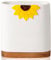 HOMKULA Kitchen Utensil Holder for Countertop, Large Ceramic Utensil Organizer with Acacia Wood Base, Sunflower, White
