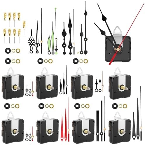 EEEKit Uhrwerk für Wanduhr, 9PCS Quarz Batteriebetrieben Uhrwerk Ersatz Mechanismus mit 12 Dekorativen Zeiger für DIY Uhrenbau