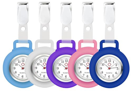 Krankenschwester Uhr, 5 Stück Schwesternuhr Ansteckuhr, Taschenuhr Schwesternuhr, Krankenschwester Taschenuhr mit Glow Pointer, Quarzuhr Pflegeuhr Fob Uhr für Arzt Pfleger Student Damen Herren