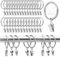 30 Stück Gardinen Ringe,Gardinenringe mit Clips,Metall Vorhangringe,Gardinenhaken für Schienen,32 mm Innendurchmesser (Silber),Kunststoff Gardinenhaken für Fenster Tür Duschvorhänge