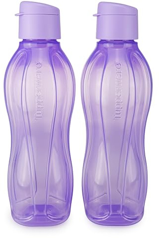 Tupperware EcoEasy 2x Trinkflasche 750 ml flieder Trinkverschluss Ökoflasche Eco+ (inkl. 1x Schlüsselanhänger Zufällig)