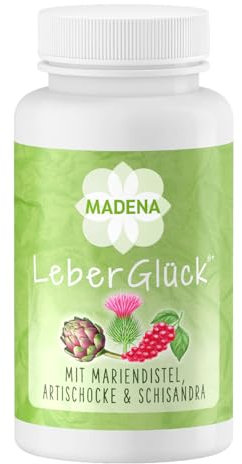 MADENA LeberGlück* Leber Komplex, 100 Kapseln, mit Mariendistel, Artischocke, Löwenzahn, CDP Cholin, Schisandra, Reishi, Cordyceps und Vitamin B-Komplex Leber Kur