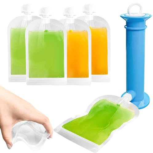 Rismise Babynahrungsbeutel Maker 6pcs Wiederverwendbare Babynahrungsbeutel Nachfüllbares Kit Tragbare Babynahrungsbeutel für Kinder Kleinkinder Obst Squeeze Püree Füller mit unterem doppeltem Verschl