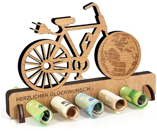 1 Stück Geldgeschenk Fahrrad, Themenbezogene Geschenkbox mit 5 Löchern, Umweltfreundliches Massivholz für Hochzeiten, Geburtstage, Weihnachten, Geschenke aus Holzfür Freunde, Familie Liebhaber.