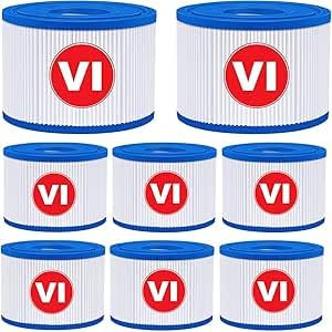 KGC VI Filtre pour Spa, VI Filtre Cartouche Piscine Filtrantes, Cartouche VI Filtrante - Compatible avec Bestway 58323E, Compatible avec Coleman Saluspa 90427E, Compatible avec Lay-Z-Spa (8PCS)