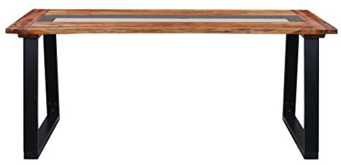Generico Kangqiling Esstisch 180 x 90 x 75 cm aus Massivholz Akazie und Glas, Braun, 288067