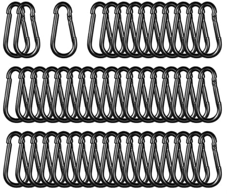 High-PQ Karabinerhaken, Schwerlast-Verzinkter Schnapphaken mit 120 kg Tragkraft, Ideal für Outdoor, Schaukel und Reisezubehör (Schwarz M6, 6 cm, 50 Stück)