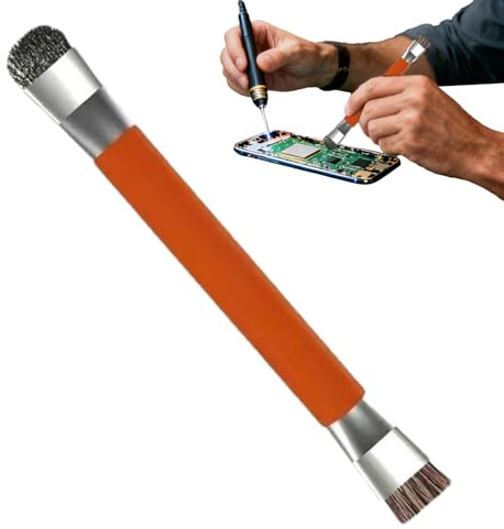 Keyboard Brush – Steel Cable + ABS 14 x 1.5 cm Precision Double Head | Anti-Static Duster | Dust Dismantling, Electronic Dust Cleaning Brush for Computers, Piano, Machine Parts