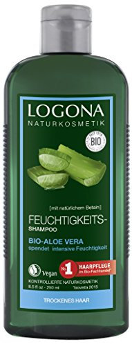 LOGONA Naturkosmetik Feuchtigkeits-Shampoo Bio-Aloe Vera, Feuchtigkeitsspendende Pflege für strapaziertes Haar, Schützt vor dem Austrocknen, 250 ml