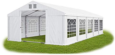 Das Company Partyzelt 5x10m wasserdicht weiß mit Bodenrahmen und Dachverstärkung 560g/m² PVC Plane Robust Festzelt Gartenzelt Summer Plus SD - Faltpavillon - Gartenpavillon - Pavillon - Partyzelt