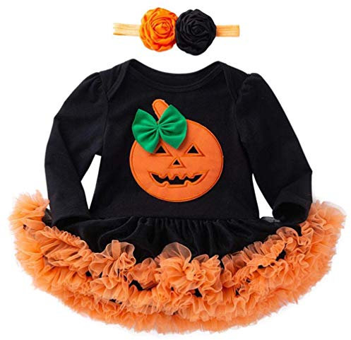 Wamvp Neonata Pagliaccetto Halloween Costume della del Partito del Vestito Bambino Manica Lunga Top Bodysuit Baby Vestito tutù Festa Gonna con Fascia
