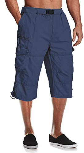 MAGCOMSEN Combat Shorts Mens Lightweight Cargo Shorts Cotton Casual Military Elastic Trousers Outdoor Walking Trousers for Men with Multi Pockets Work Pants Blue