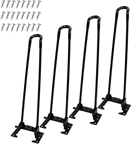 ANGNYA 4er Haarnadel Tischbeine Stabile Haarnadelbeine aus Metall für Laptop Tisch Schrank Schreibtisch Esstisch DIY-Möbel mit Schutzfüßen und Schrauben (31 cm) hoch
