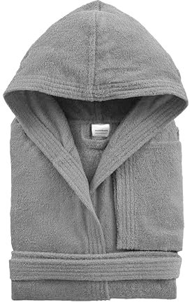 Morbidissimi Accappatoio Spugna Adulto Con Cappuccio, Cinturino e 2 Tasche, Accappatoi Uomo Donna in Spugna Morbida 400 gr/mq Puro Cotone V820 (Accappatoio Grigio, XXL)