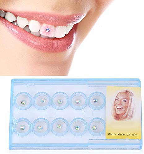 10 Stück/Schachtel Zahnkristall Kit, klarer Zahnzahn Nagel Dekoration Kristall Edelstein Zähne Edelsteine Zahnschmuck(Bunt)