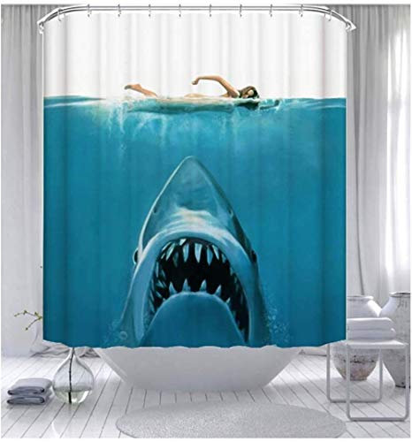 Dimmo Ozean-Themen Hai Wal Dusche Vorhang wasserdichtes Bad dekoriert Duschvorhang einfach stilvoll mit 12 Haken 71 x 71 Zoll (180cm x 180cm).