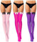 3 Paia Calze Autoreggenti con Fiocco per San Valentine (Viola a Fiocco Nero, Rosa Rossa a Fiocco Bianco, Rosa a Fiocco Nero)