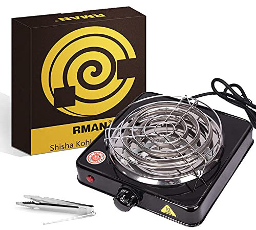 RMAN Shisha Kohleanzünder für Shisha Kohle 1000W Elektrisch Kohlegrill Heizplatte Brenner Shisha Zubehör Kokoskohle Schwarz