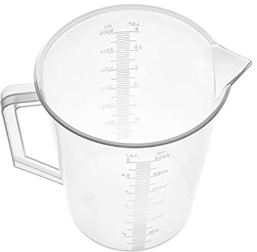 Auniwaig Messbecher mit Griff, 3000 ml Kunststoffbecher, transparent, gerader Zylinder, Messbecher, flüssige Mischbecher, 1 Stück