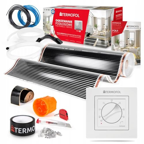 Termofol Chauffage Electrique par le Sol Set - Tapis Chauffant avec H3 Thermostat 230V - Chauffage d'appoint Puissance 140W/m2 - Surface 5 m² - Plancher Chauffant Electrique