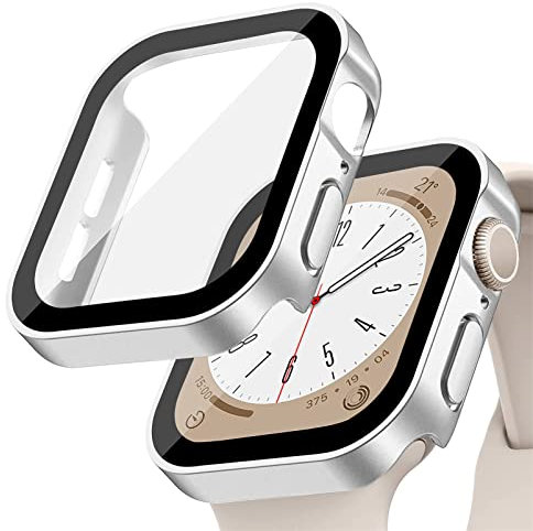 Custodia Rigida Impermeabile compatibile per Apple Watch Series 10/9/8/7 46mm 42mm 45mm 41mm con Protezione Dello Schermo in Vetro Temperato, per iWatch 6/5/4/SE 44mm 40mm Full Cover Protettiva [HD]