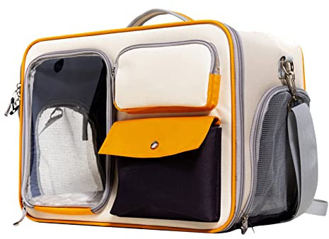 PETCUTE Zaino per Cani,Fino a 15 kg,Zaino Per Animali Domestici con Materasso Rimovibile,Traspirante,Durevole,Trasportino per Cani e Gatti con Spallacci Regolabili,Per Viaggi, Escursioni
