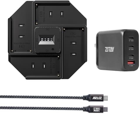 ZITAY NP-F Battery Charger 4-Channel PD 9V-20V 100W Fast Charge for Sony NP-F970 NP-F770 NP-F750 NP-F550 FM50 FM500H