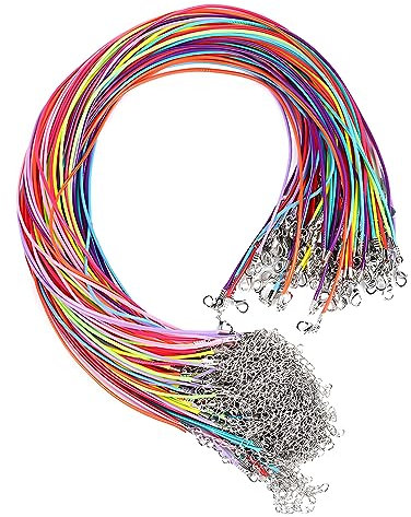 50 Piezas Cadena de Collares de Cordón de Cera, 2mm Colorido Cuerda Collar con Cierre Collares Cordon Cuero para Colgante para Hacer Joyas, Collar de Cuentas, Brazalete, Manualidades de Bricolaje