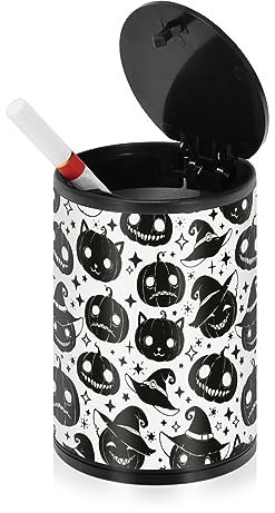 Halloween-Aschenbecher mit gruseligem Gesicht, für Zigaretten, Outdoor, mit Deckel, geruchsdicht, Edelstahl, tragbar, rauchfrei, Zigarettenstummel-Behälter
