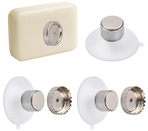 Bezavea 2 Pieces Soap Holder Magnetic, Soap Dish Suction Magnetic No Drilling, Soap Bar Holder Wall Mounted with Suction Cup for Bathroom and Kitchen