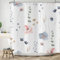 ASDCXZ Blumen Duschvorhang 180x180 cm, Frühling Handgemalt Rose Blau Gelb Blumen Grün Blätter Weiß Bad Waschbar Duschvorhänge Polyester Textil Wasserdicht Badevorhang für Badewanne mit 12 Haken
