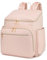 seyfocnia Wickeltasche Rucksack für Damen, Wickeltasche aus Leder mit Kinderwagengurt, große Öffnung, 30 l, niedlich, wasserdicht, Reisetasche für Mama und Papa, rose