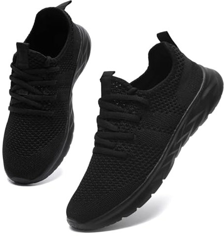 AZSDXS Leicht Turnschuhe Sportschuhe Damen Sneaker Atmungsaktive Hallenschuhe Sommer Schuhe Laufschuhe Outdoor für Fitness Tennis Jogging Bequem Straßenlaufschuhe Ganz Schwarz 42