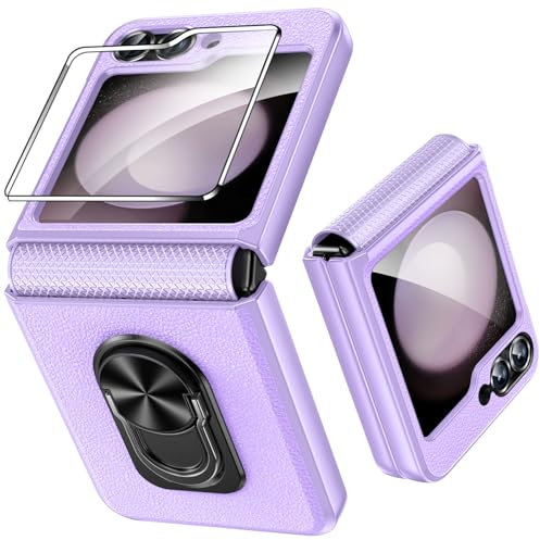 Fewdew Cover per Samsung Galaxy Z Flip 7 FE/Z Flip 6 con Cerniera Protezione e Protezione Dello Schermo Posteriore,Supporto,Anti-Graffio,Custodia per Samsung Galaxy Z Flip 7 FE/Z Flip 6,Viola