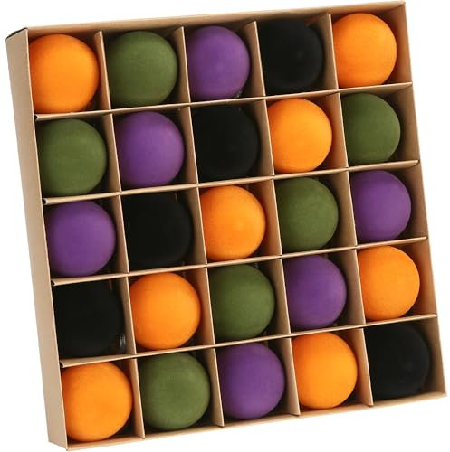 Sea Team 25er-Packung Samt-Weihnachtskugeln – dekorative Christbaum-Anhänger aus bruchsicherem Kunststoff, beflockt, 60 mm/2,36 Zoll, für Baum, Kranz, Girlande – Herbst Sonnenaufgang.Halloween