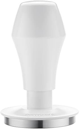 Normcore 51mm Espresso Coffee Tamper V4, Spring Loaded Tamper With Stainless Steel Flat Base, 15lb / 25lb / 30lbs Replacement Springs, Anodized Aluminum Stand, Non-stick coating White