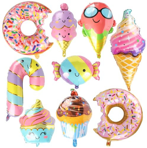 Luftballons Eiscreme, Folienballon Donut Candy, Ballons Eistüten Süßigkeiten, Eis Deko für Geburtstag Sommer Ice Cream Tropical Strandparty Party