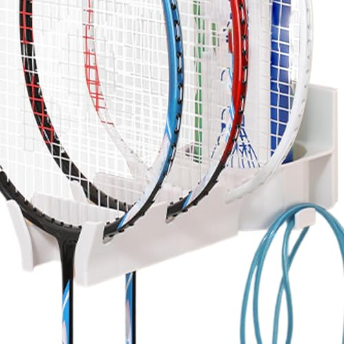 Wandhalterung für Tennisschläger, Tennisschläger-Halterung, multifunktionaler Schläger-Organizer, Haken zum Aufhängen von Schlägern für Zuhause, L