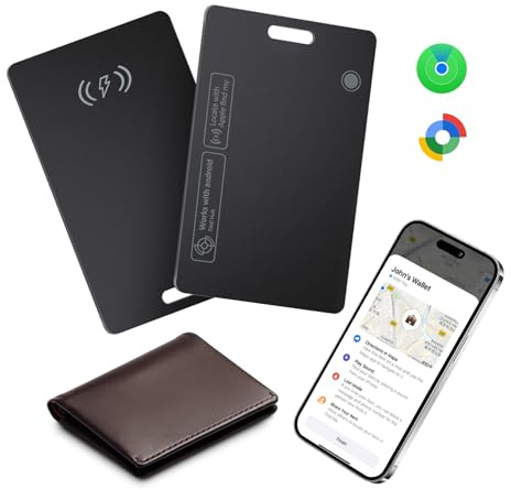 Lmrbelec Tracker Karte für Android & Apple - 2 Pack | Wallet Tracking Card mit Apple Find My & Google's Find Hub, Wiederaufladbare Essential Bag Tracker Karte