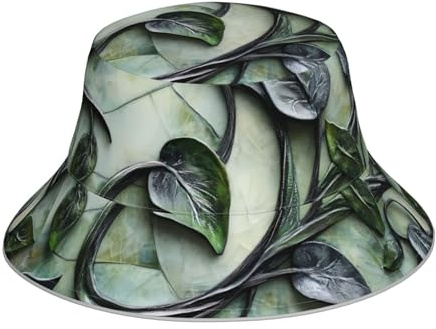 Chapeau de soleil motif vigne avec imprimé boucle pour sport, voyage, randonnée, course à pied, pêche, noir