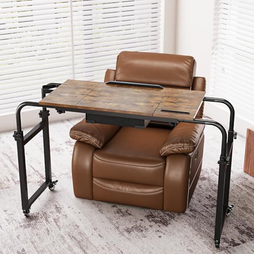 VEDECASA Überbett-Tisch auf Rollen, höhenverstellbar, Betttisch für Krankenhaus & Zuhause, mobil, stabil, mit Ablagefläche für Laptop, Essen oder Bücher