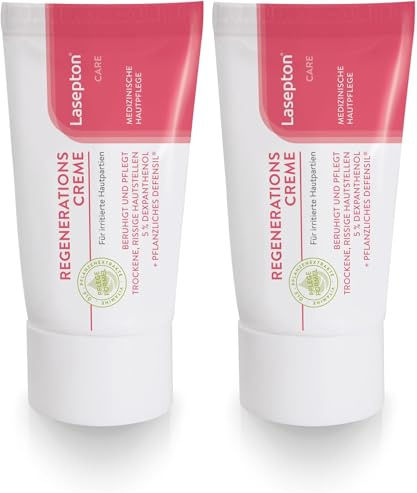 Lasepton Regenerations-Creme, 20ml: Beruhigende Hautpflege mit Dexpanthenol und pflanzlichem Defensil, feuchtigkeitsspendend, für trockene, rissige und irritierte Haut (Doppelpack)