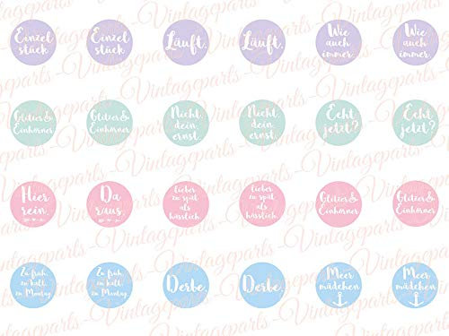 Vintageparts Motivbogen mit coolen Sprüchen für 12mm Cabochons